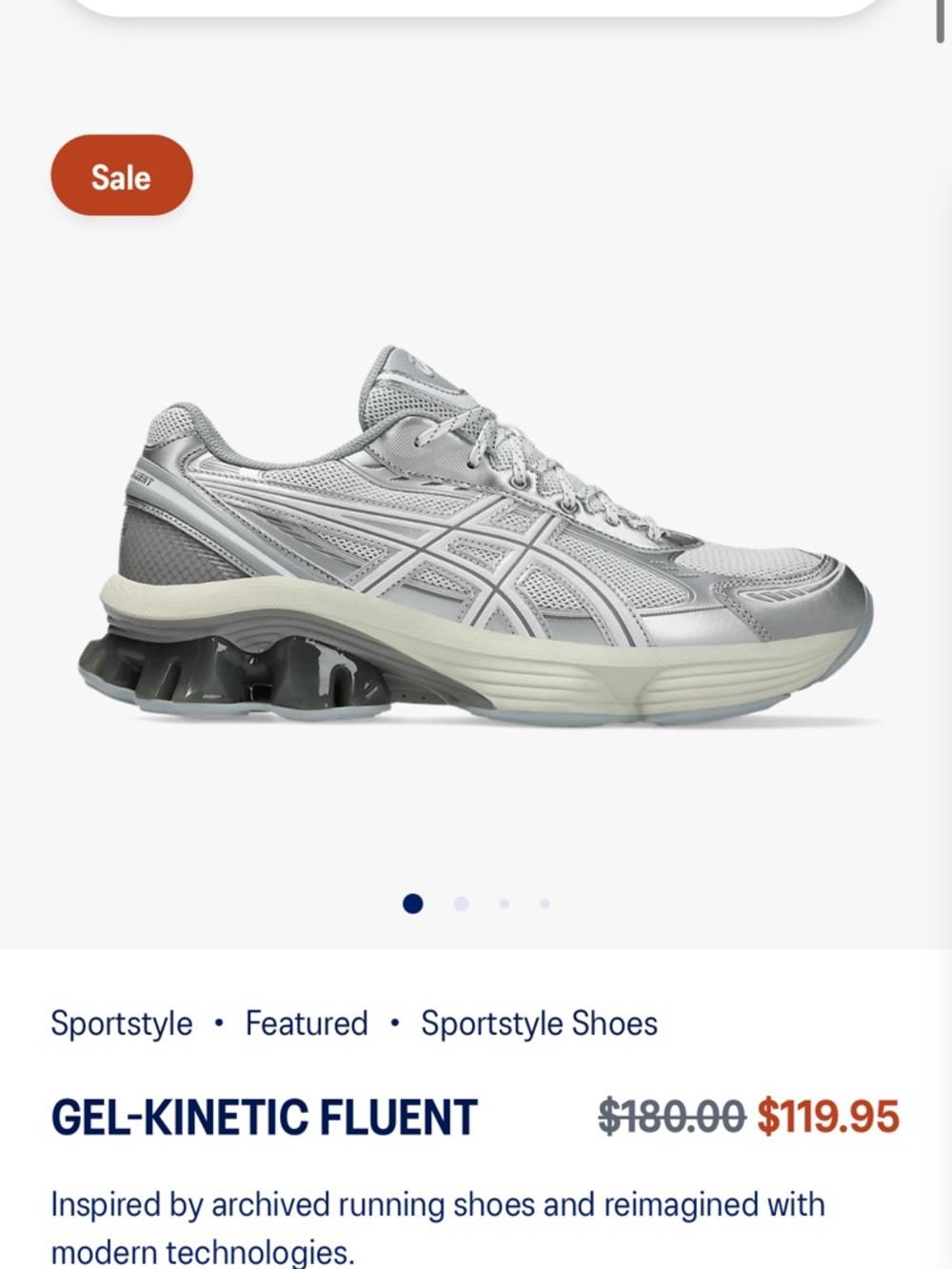 Asics Silver and Gray GEL-Kinetic Fluent Running Shoes